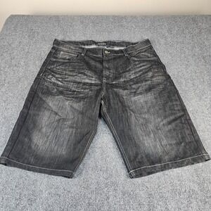 Black Lacquer Mens Denim Shorts Size 38 Dark Wash Contrast Stitch Streetwear